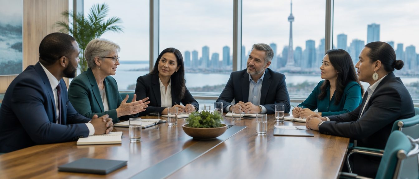 The I4PL Board of Directors in discussion around a boardroom table.